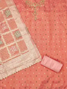 MANVAA Floral Beads and Stones Embellished Unstitched Dress Material