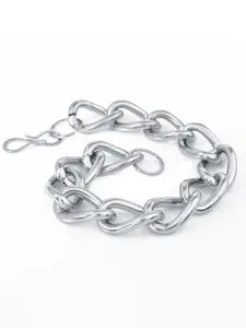 MEMOIR Men Brass Silver-Plated Link Bracelet