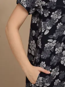 Sweet Dreams Women Printed Pure Cotton Round Neck Short Sleeves Regular Maxi Nightdress