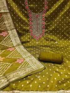 Peachmode Floral Embroidered Sequinned Simmer Cotton Silk Unstitched Dress Material