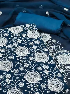 Peachmode Floral Embroidered Silk Georgette Unstitched Dress Material