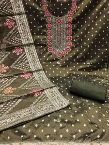 Peachmode Floral Embroidered Sequinned Simmer Cotton Silk Unstitched Dress Material