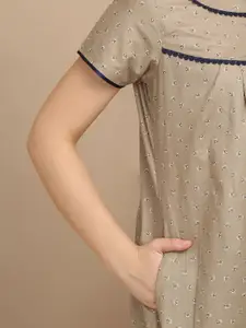 Sweet Dreams Women Printed Pure Cotton Maxi Nightdress