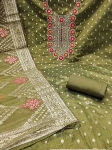 Peachmode Geometric Woven Design Beads and Stones Unstitched Dress Material