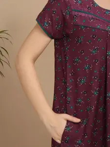 Sweet Dreams Women Printed Pure Cotton Maxi Nightdress