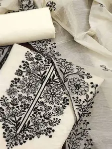 Peachmode Floral Embroidered Chanderi Unstitched Dress Material