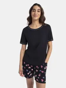 Jockey Micro Modal Cotton Short Sleeve T-Shirt and Printed Shorts Set - RX80