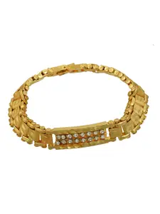 MEMOIR Men Gold-Plated CZ Studded Stylish Smooth and Flexible Link Bracelet