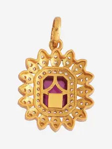 Kushal's Fashion Jewellery Embellished Bridal 92.5 Pure Silver Gold-Plated Square Pendants