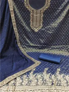 Peachmode Floral Woven Design Beads & Stones Unstitched Dress Material