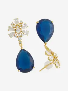 Kushal's Fashion Jewellery Gold Plated Teardrop Shaped Drop Earrings