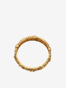 Kushal's Fashion Jewellery Set Of 2 Gold-Plated Stone-Studded Antique Lakshmi Bangles