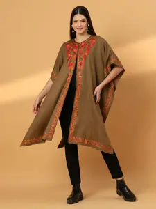 Zamour Paisley Kashmiri Embroidered Open Front Pheran Shrug