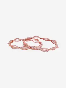 Kushal's Fashion Jewellery Pack Of 2 Rose Gold-Plated Stone-Studded Bangles
