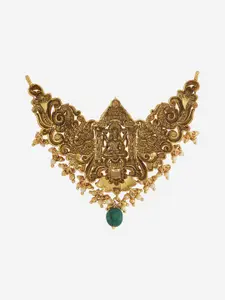 Kushal's Fashion Jewellery 92.5 Pure Silver Gold-Plated Contemporary Temple Pendant