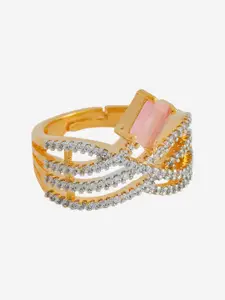 Kushal's Fashion Jewellery Gold-Plated CZ Studded Finger Ring