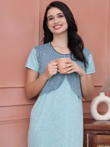 Secret Wish Printed Maxi Maternity Pure Cotton Nightdress