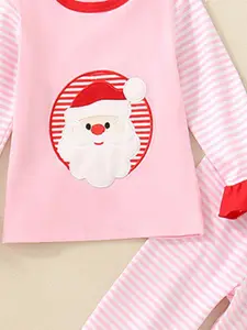 INCLUD Girls Round Neck Striped T-shirt with Trousers