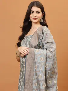 Meena Bazaar Woven Design Art Silk Unstitched Dress Material