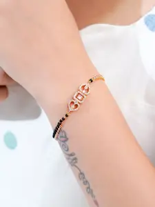 SWASHAA Rose Gold-Plated Cubic Zirconia Mangalsutra Wraparound Bracelet