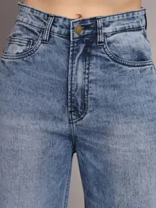 The Roadster Lifestyle Co Women Cotton High Rise Cropped Length Flared Fit Jeans