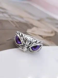 YU FASHIONS Stainless Steel Stone-Studded Adjustable Finger Ring