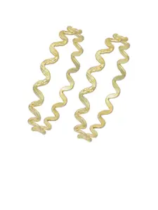 MEMOIR Set Of 2 Wave Design 24Kt Gold-Plated Bangles