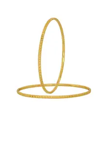 MEMOIR Set Of 2 Textured 24KT Gold-Plated Bangles