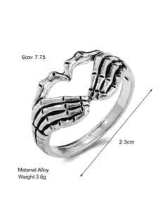 YU FASHIONS Sliver Plated Heart Shape Skeleton Hand Adjustable Finger Ring