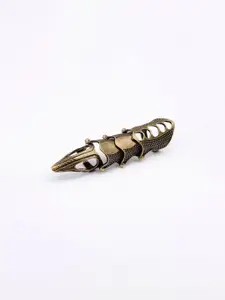 YU FASHIONS Gold Plated Skeleton Skull High Stainless Steel Adjustable Finger Ring