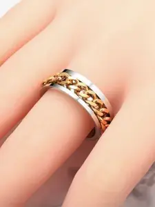 YU FASHIONS Gold-Plated Stainless Steel Adjustable Finger Ring