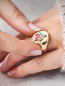 YU FASHIONS Gold Plated Stainless Steel Flower Cute High Fashion Adjustable Finger Ring