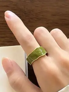 YU FASHIONS Gold-Plated Stainless Steel Enamelled Adjustable Finger Ring