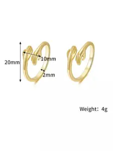 YU FASHIONS Gold-Plated Stainless Steel Cute Hug Adjustable Finger Ring