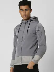 V Dot Men Hooded Colourblocked Casual Bomber Jacket