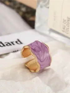 YU FASHIONS Stainless Steel Gold-Plated Adjustable Finger Ring