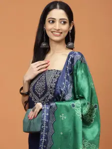 Meena Bazaar Floral Embroidered Unstitched Dress Material