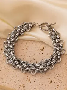 MYKI Silver-Plated Stainless Steel Wraparound Bracelet