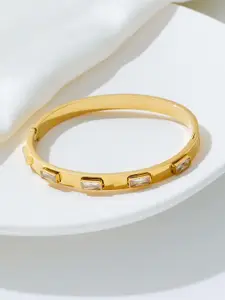 MYKI Gold-Plated Stone Studded Stainless Steel Kada Bracelet