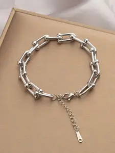MYKI Stainless Steel Silver-Plated Wraparound Bracelet