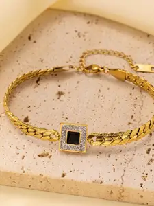 MYKI Gold-Plated Stainless Steel Stone Studded Wraparound Bracelet