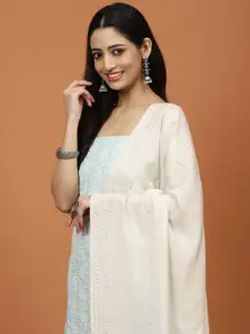 Meena Bazaar Sequin & Thread Embroidered Chanderi Unstitched Dress Material