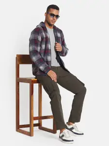 Octave Men Checked Hooded Sweatshirt