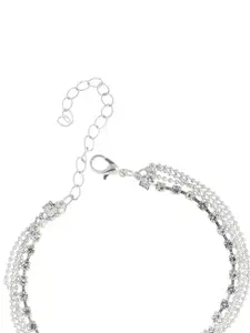 JOKER & WITCH Silver-Plated Stone Studded & Beaded Single Anklet