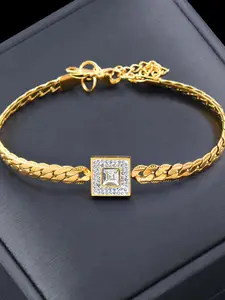 MYKI Gold-Plated Stainless Steel Stone Studded Charm Bracelet