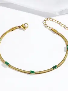 MYKI Gold-Plated Stone Studded Stainless Steel Wraparound Bracelet