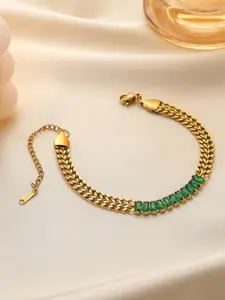 MYKI Gold-Plated Stainless Steel Stone Studded Wraparound Bracelet