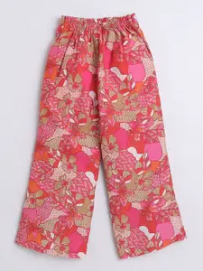 taffykids Girls Abstract Printed Shoulder Straps Crop Top With Palazzo