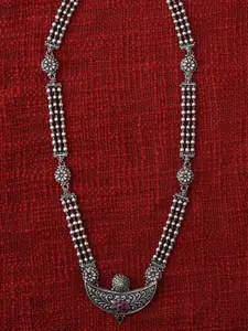 JAYPORE Silver Stone Studded Necklace