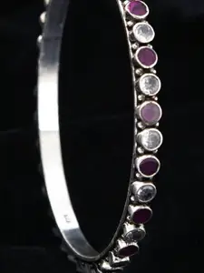 JAYPORE Pure Silver Stone-Studded Bangle